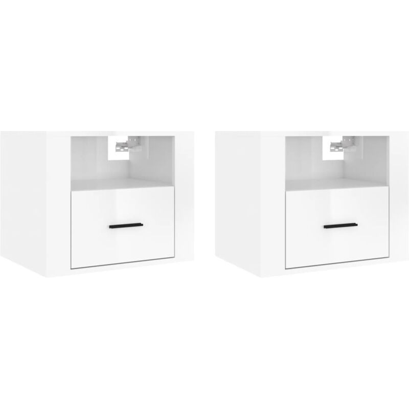 Wall-mounted Bedside Cabinets 2 pcs High Gloss White 50x36x40cm Vidaxl
