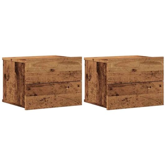 Wall-mounted Bedside Cabinets 2 pcs Old Wood 40x32x30 cm Vidaxl