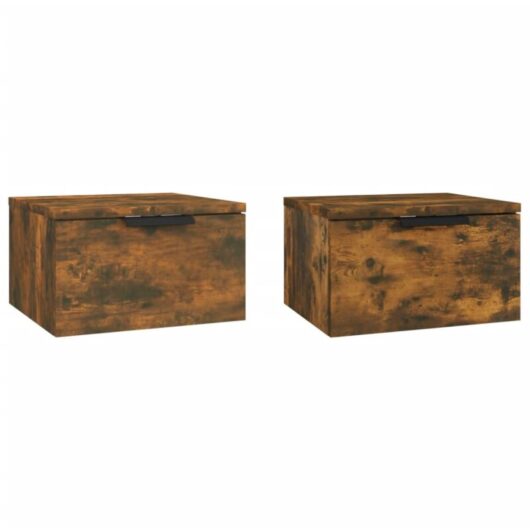 Wall-mounted Bedside Cabinets 2 pcs Smoked Oak 34x30x20 cm Vidaxl