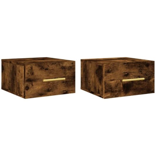 Wall-mounted Bedside Cabinets 2 pcs Smoked Oak 35x35x20 cm Vidaxl
