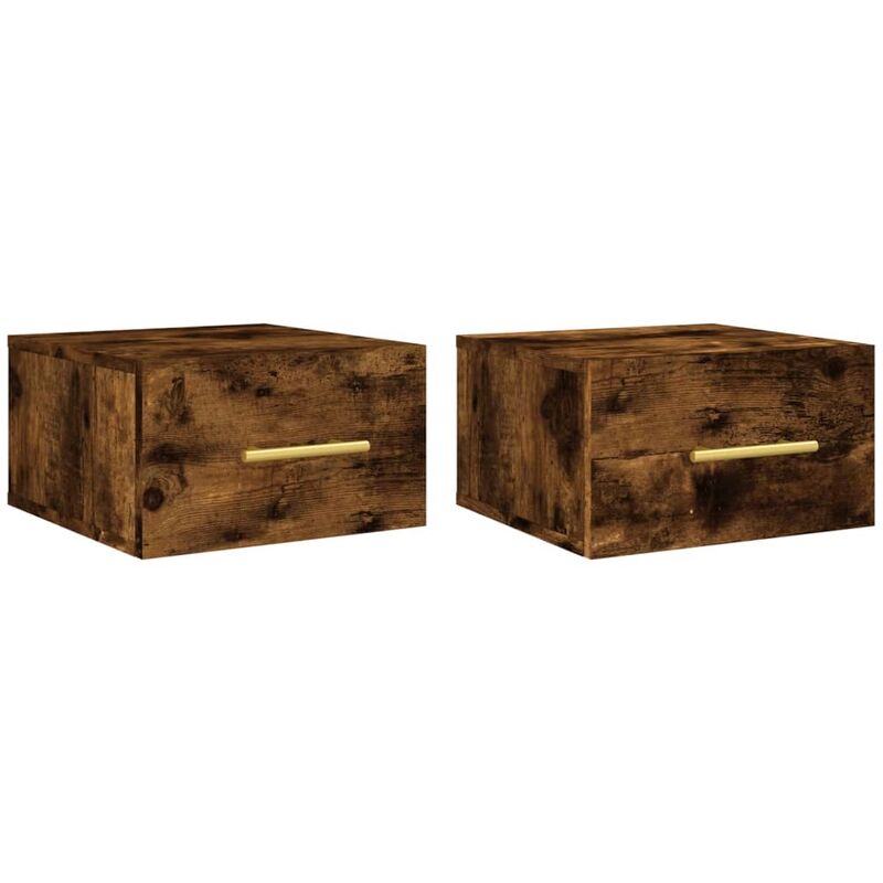 Wall-mounted Bedside Cabinets 2 pcs Smoked Oak 35x35x20 cm Vidaxl