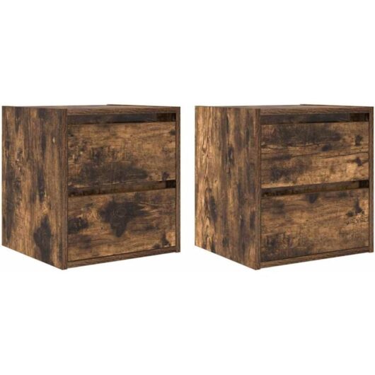 Wall-mounted Bedside Cabinets 2 pcs Smoked Oak 38x34x40 cm Vidaxl