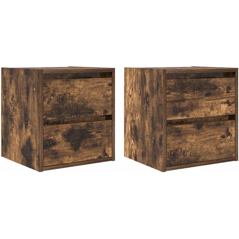 Wall-mounted Bedside Cabinets 2 pcs Smoked Oak 38x34x40 cm Vidaxl