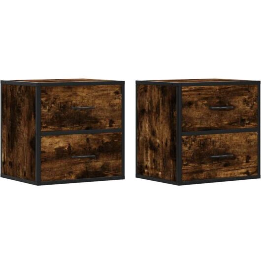 Wall-mounted Bedside Cabinets 2 pcs Smoked Oak 40x31x39.5 cm vidaXL