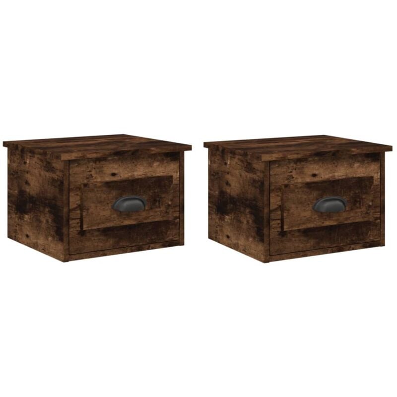 Wall-mounted Bedside Cabinets 2 pcs Smoked Oak 41.5x36x28cm Vidaxl