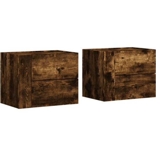Wall-mounted Bedside Cabinets 2 pcs Smoked Oak 45x30x35 cm Vidaxl