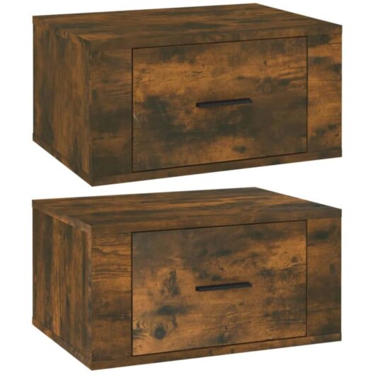 Wall-mounted Bedside Cabinets 2 pcs Smoked Oak 50x36x25 cm Vidaxl