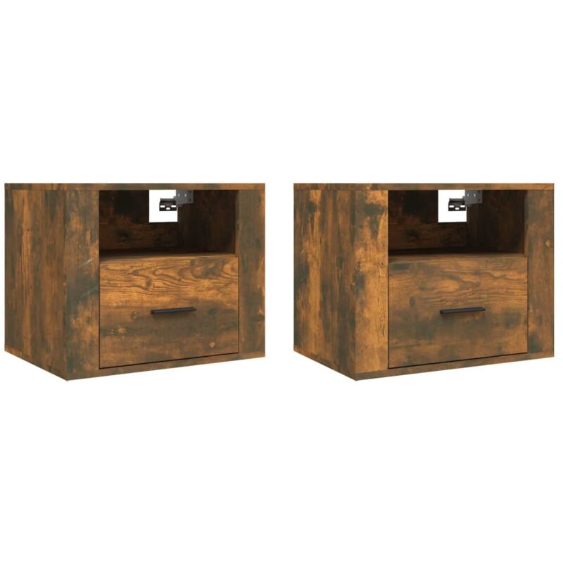 Wall-mounted Bedside Cabinets 2 pcs Smoked Oak 50x36x40 cm Vidaxl