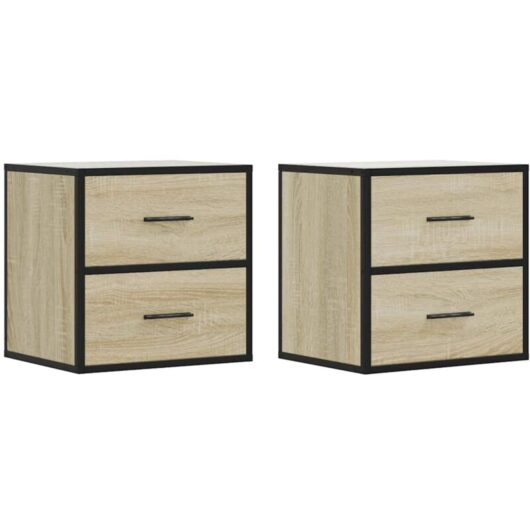Wall-mounted Bedside Cabinets 2 pcs Sonoma Oak 40x31x39.5 cm vidaXL
