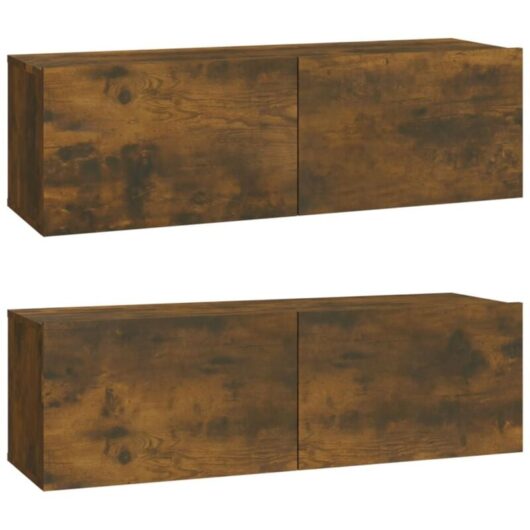 Wall tv Cabinets 2 pcs Smoked Oak 100x30x30 cm Engineered Wood Vidaxl