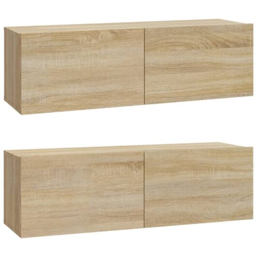 Wall tv Cabinets 2 pcs Sonoma Oak 100x30x30 cm Engineered Wood Vidaxl