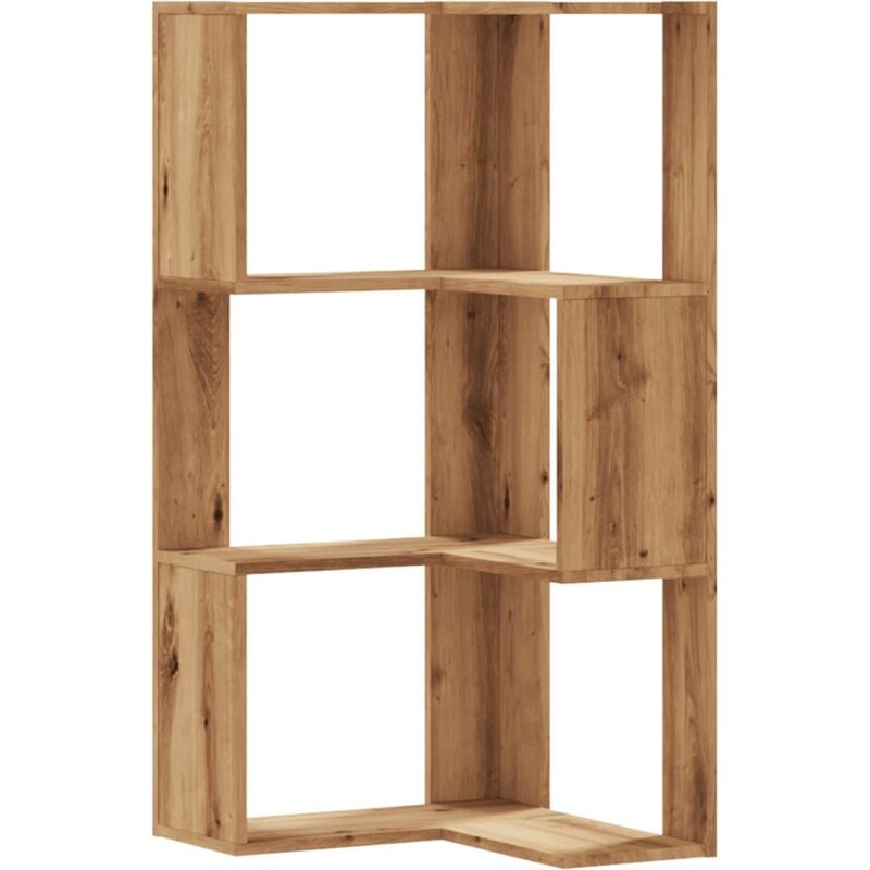 Corner Bookcase 3-Tier Artisian Oak 50x50x102 cm Engineered Wood vidaXL
