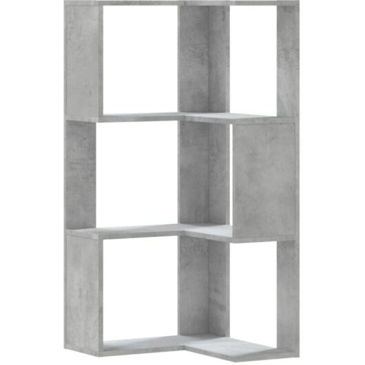 Corner Bookcase 3-Tier Concrete Grey 50x50x102 cm Engineered Wood vidaXL