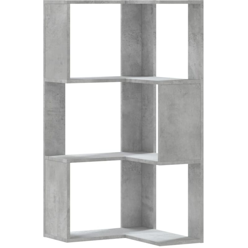 Corner Bookcase 3-Tier Concrete Grey 50x50x102 cm Engineered Wood vidaXL