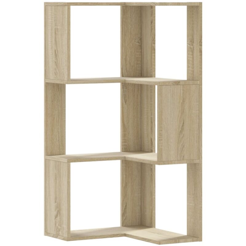 Corner Bookcase 3-Tier Sonoma Oak 50x50x102 cm Engineered Wood vidaXL