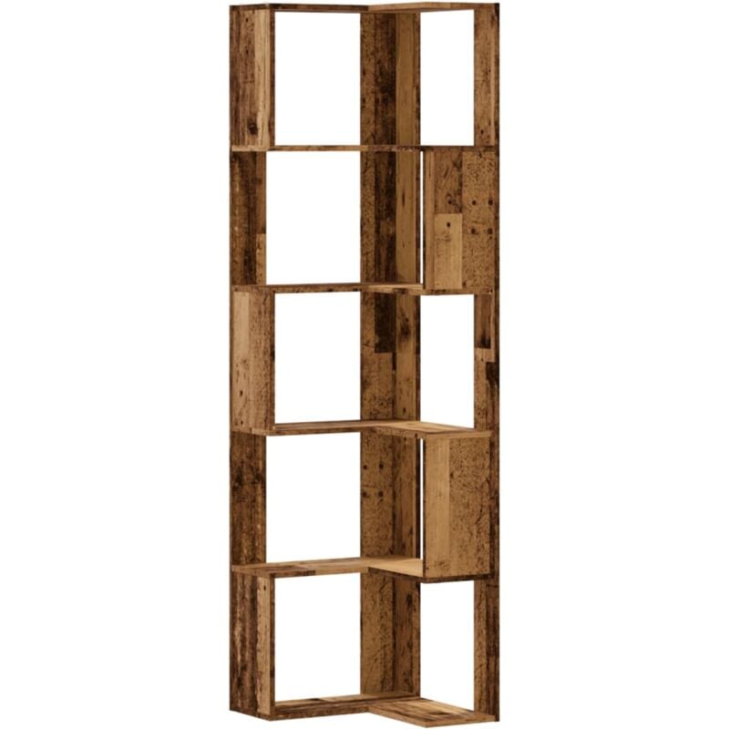 Corner Bookcase 5-Tier Old Wood 50x50x179 cm Engineered Wood vidaXL
