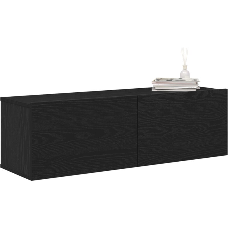 TV Cabinet Set of 2 Black Oak Engineered wood 100x30x30.5 cm vidaXL