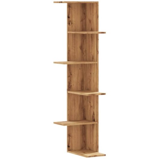 Wall Corner Shelf Artisian Oak 36.5x36.5x140 cm Engineered Wood Vidaxl