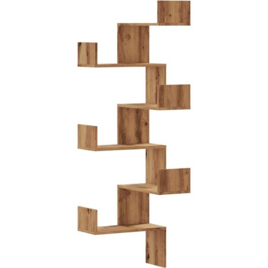 Wall Corner Shelf Artisian Oak 45x45x147 cm Engineered Wood vidaXL