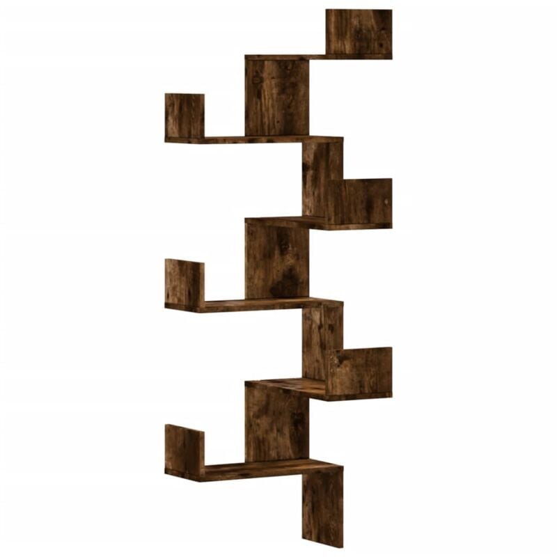 Wall Corner Shelf Smoked Oak 45x45x147 cm Engineered Wood vidaXL