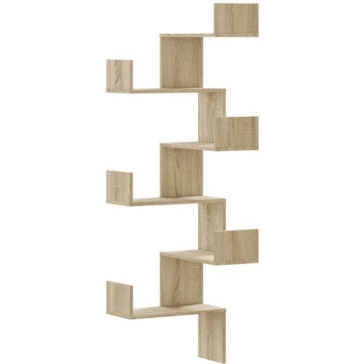 Wall Corner Shelf Sonoma Oak 45x45x147 cm Engineered Wood vidaXL