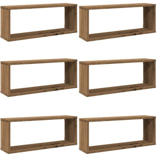 Wall Cube Shelves 6 pcs Artisan Oak 60x15x23 cm Engineered Wood Vidaxl
