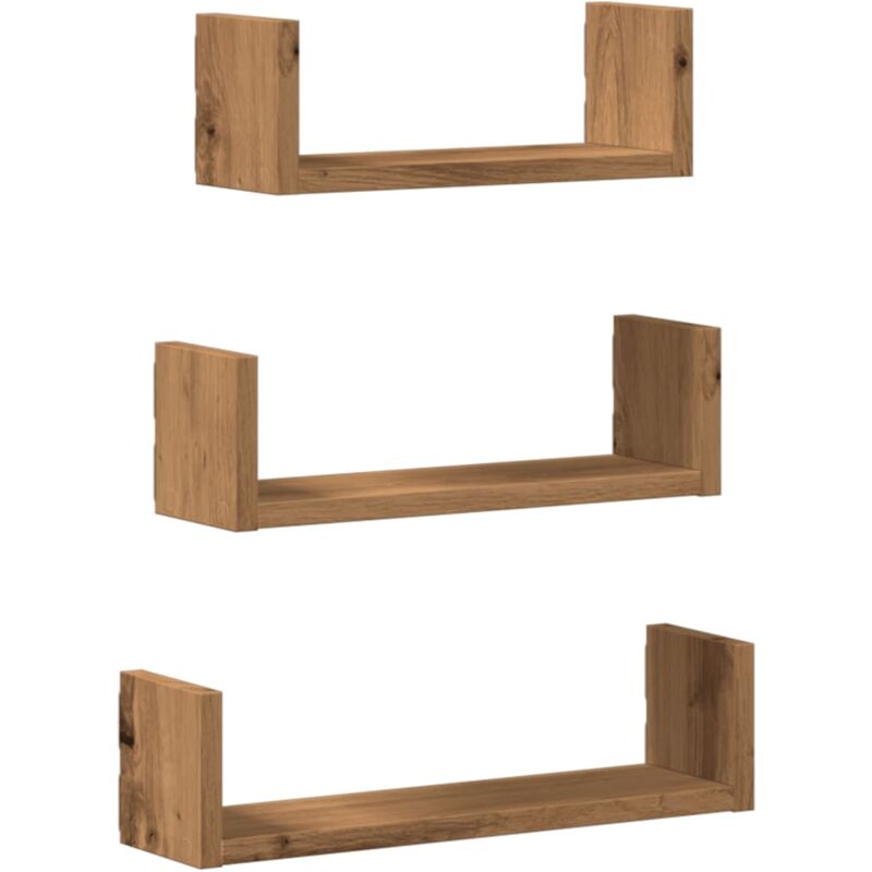 Wall Shelf 3 pcs Artisian Oak Engineered Wood Vidaxl