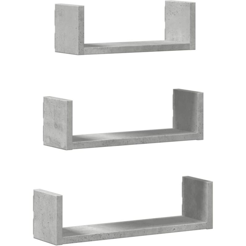 Wall Shelf 3 pcs Concrete Grey Engineered Wood Vidaxl