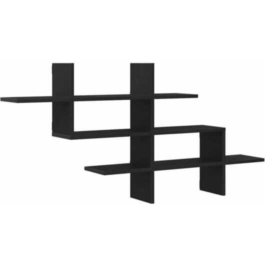 Wall Shelf Black Oak 124.5x18x60.5 cm Engineered Wood vidaXL