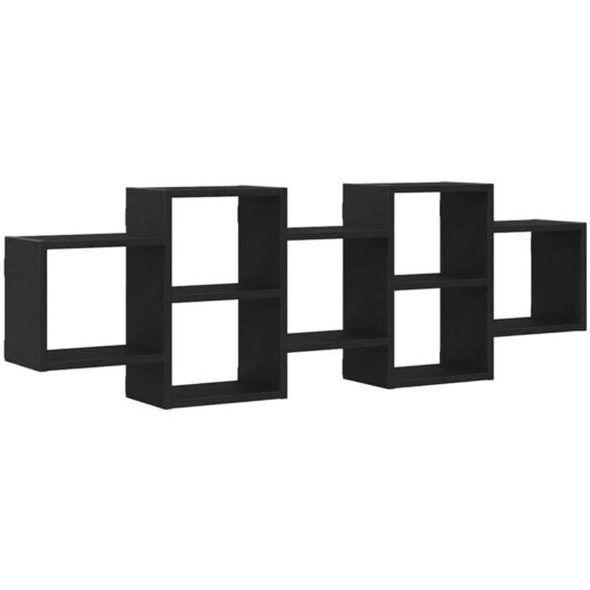 Wall Shelf Black Oak 129x18x42 cm Engineered Wood Vidaxl