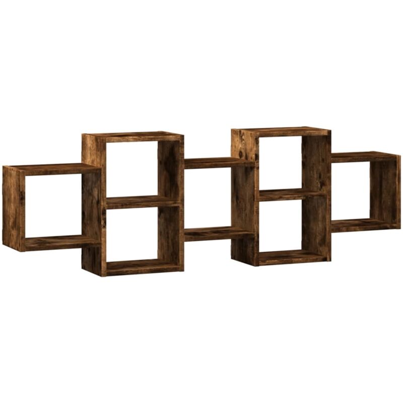 Wall Shelf Smoked Oak 129x18x42 cm Engineered Wood Vidaxl