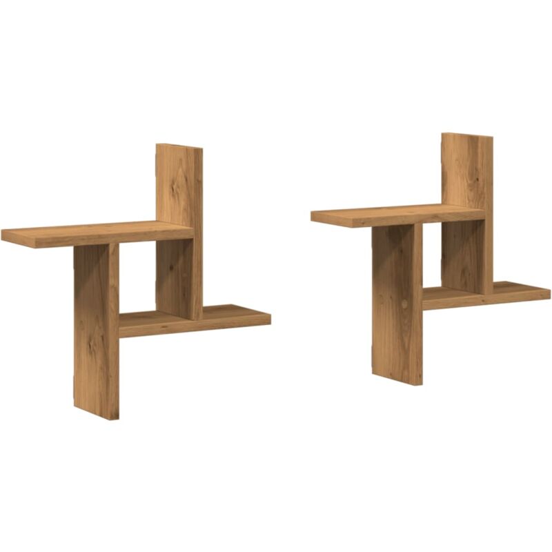 Wall Shelves 2 pcs Artisian Oak 38x12x38 cm Engineered Wood Vidaxl