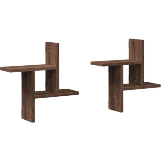 Wall Shelves 2 pcs Brown Oak 38x12x38 cm Engineered Wood vidaXL