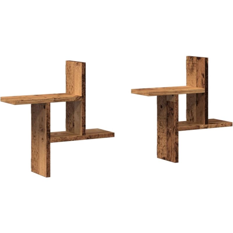 Wall Shelves 2 pcs Old Wood 38x12x38 cm Engineered Wood Vidaxl