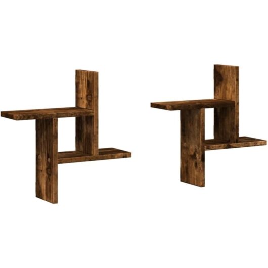 Wall Shelves 2 pcs Smoked Oak 38x12x38 cm Engineered Wood Vidaxl