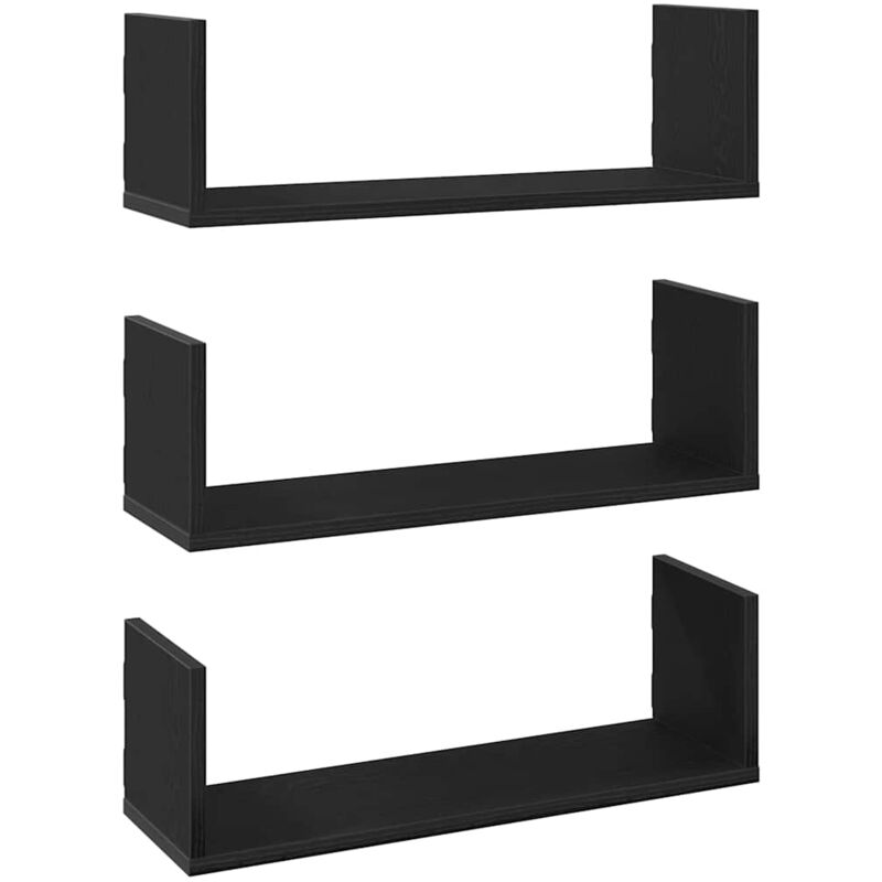 Wall Shelves 3 pcs Black Oak 58x18x18 cm Engineered Wood Vidaxl