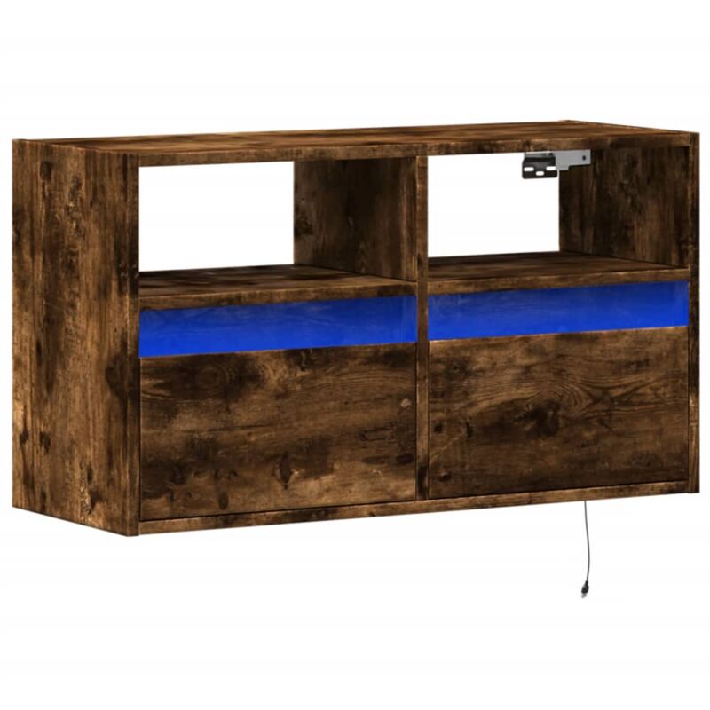 TV Wall Cabinet with LED Lights Smoked Oak 80x31x45 cm vidaXL