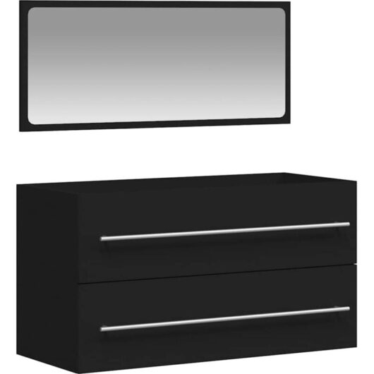 Vidaxl - Bathroom Cabinet with Mirror Black Engineered Wood