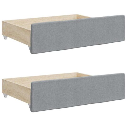 Vidaxl - Bed Drawers 2 pcs Light Grey Engineered Wood and Fabric