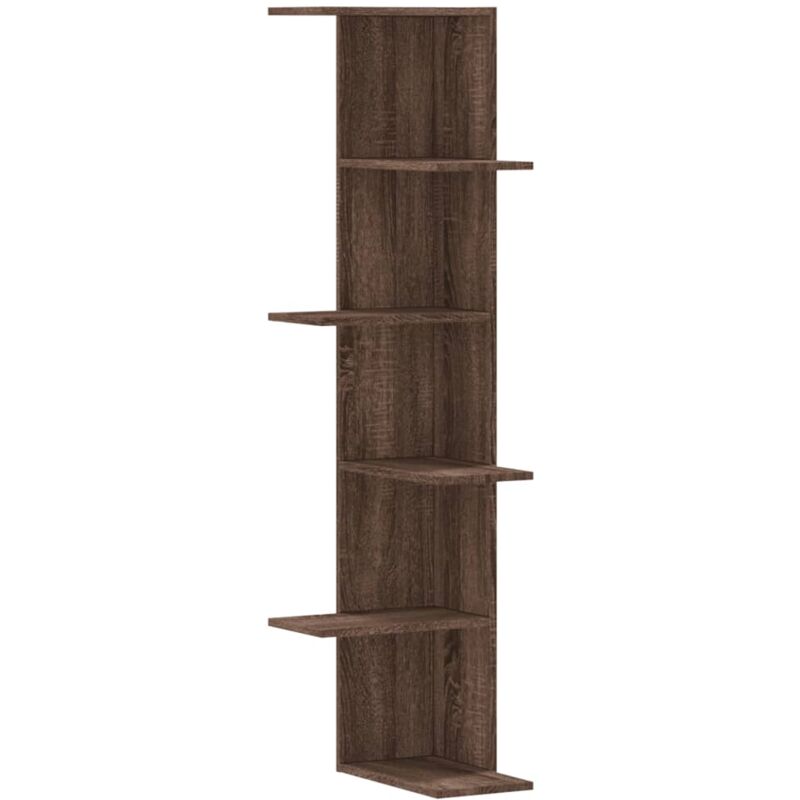Vidaxl - Wall Corner Shelf Brown Oak 36.5x36.5x140 cm Engineered Wood