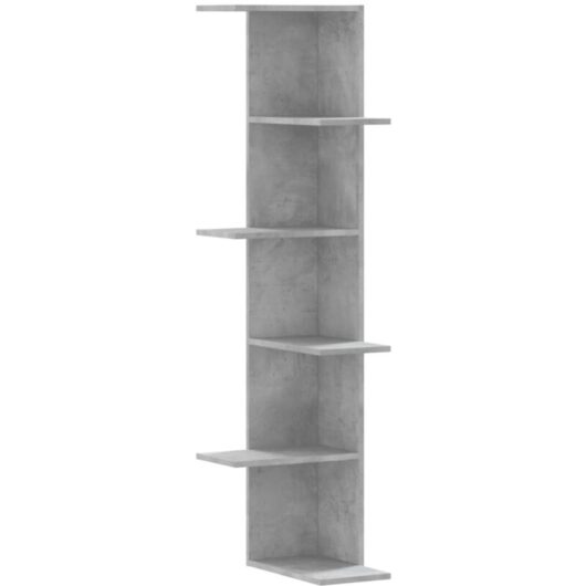 Vidaxl - Wall Corner Shelf Concrete Grey 36.5x36.5x140 cm Engineered Wood