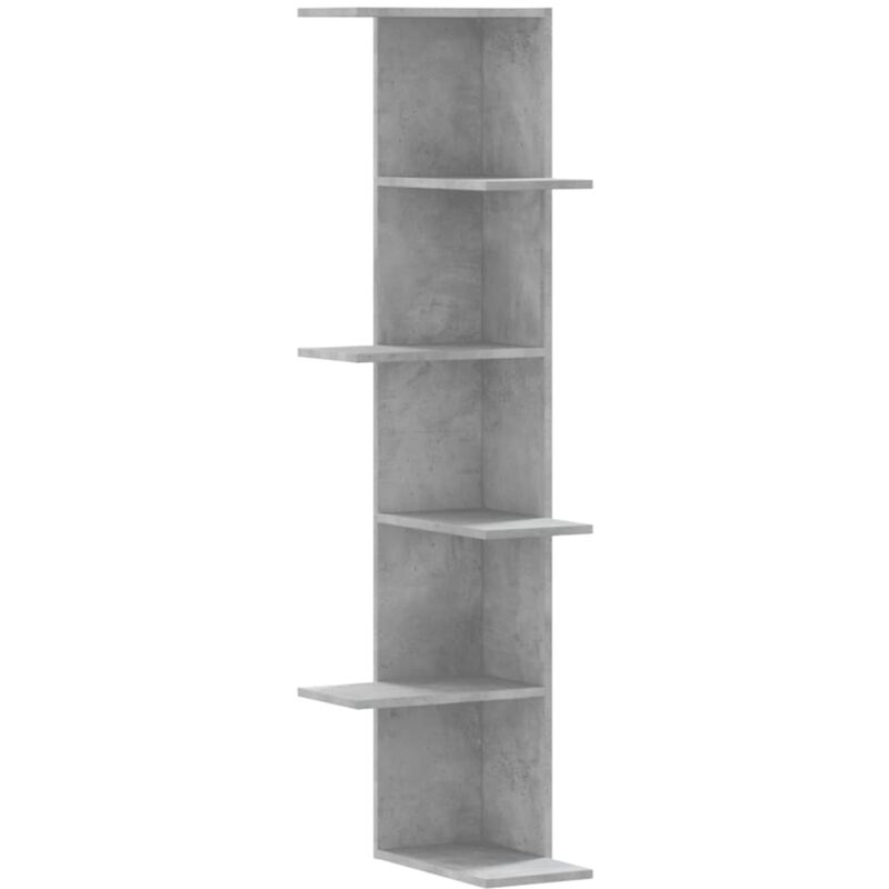 Vidaxl - Wall Corner Shelf Concrete Grey 36.5x36.5x140 cm Engineered Wood