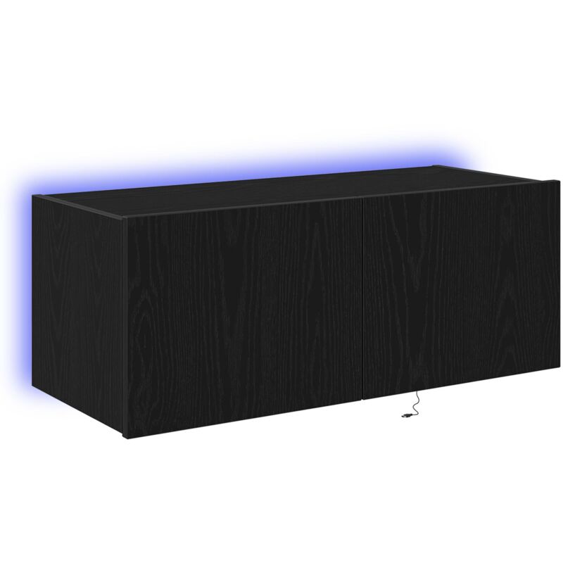 Vidaxl - tv Wall Cabinet with led Lights Black Oak 80x35x31 cm