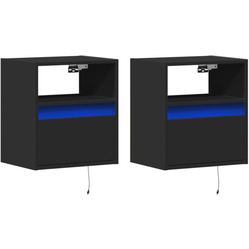 Vidaxl - tv Wall Cabinets with led Lights 2 pcs Black 41x31x45 cm