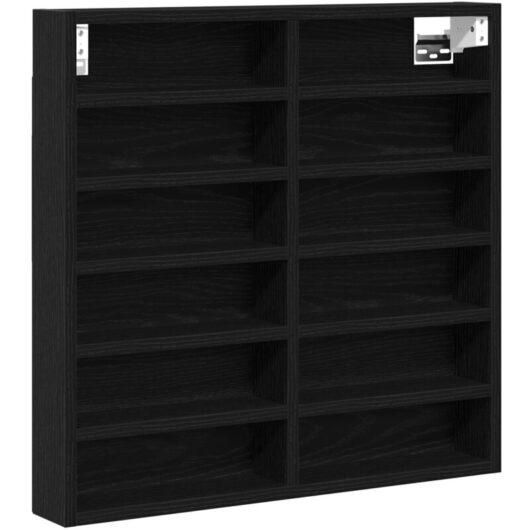 Vitrine Cabinet Black oak Wood 60 x 8.5 x 58 cm Wall mounting Vidaxl