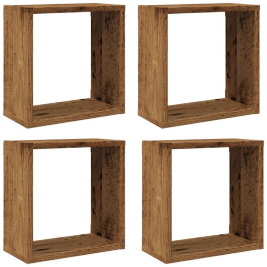 Wall Cube Shelves 4 pcs Old Wood 30x15x30 cm Engineered Wood vidaXL