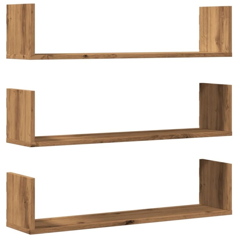 Wall Shelves 3 pcs Artisian Oak 80x18x18 cm Engineered Wood Vidaxl