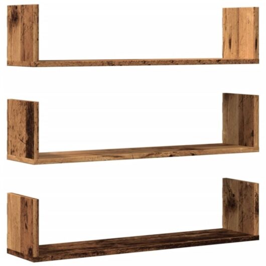Wall Shelves 3 pcs Old Wood 80x18x18 cm Engineered Wood Vidaxl