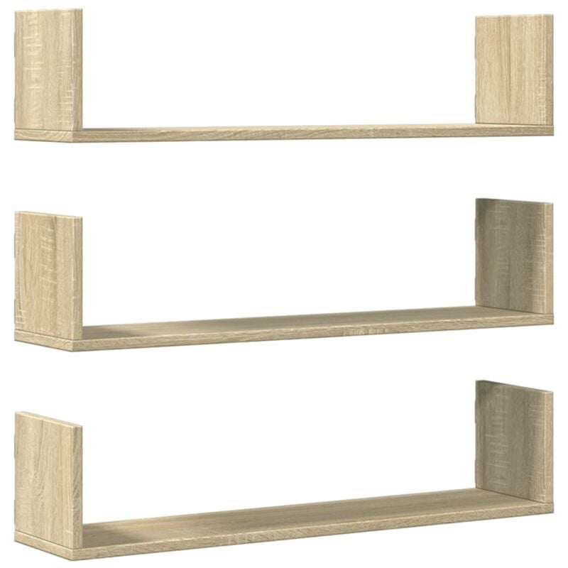 Wall Shelves 3 pcs Sonoma Oak 80x18x18 cm Engineered Wood vidaXL