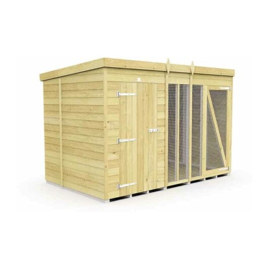 10ft X 6ft Dog Kennel and Run Full Height - Wood - L178 x W302 x H201 cm